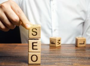 Letters SEO stacked on top of each other with wooden blocks