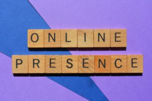 online presence written out in wooden block letters