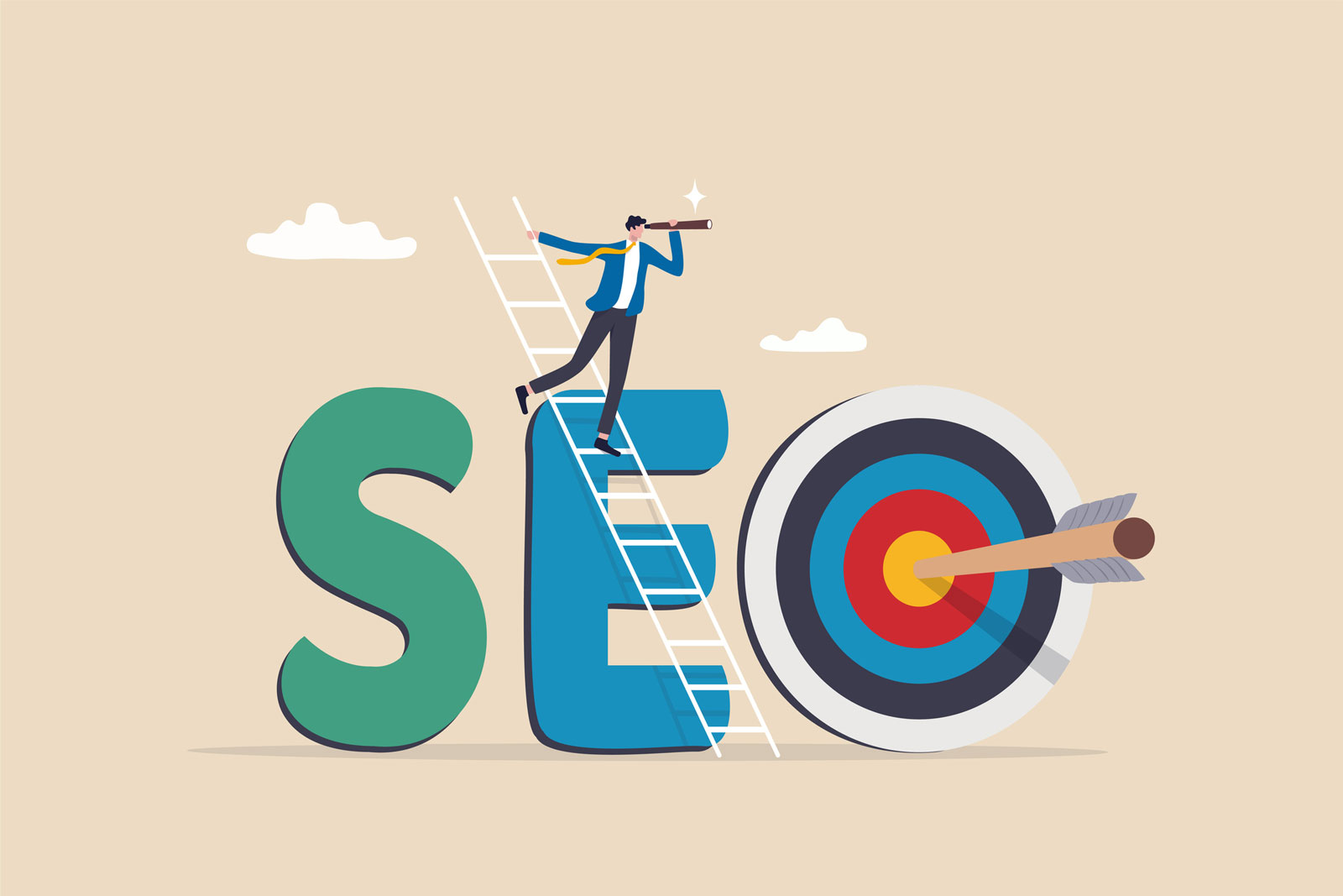 SEO illustrated letters with marketer