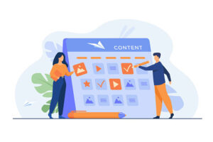 Illustrated Man and Woman Editing Content on a Website