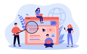 Illustrated SEO Marketers Working on a Website