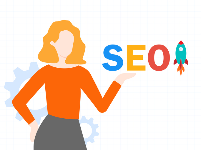 SEO Search Engine Optimization Illustration of Woman