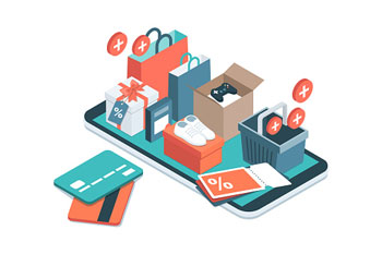 Illustration Concept of Purchases on Phone