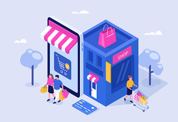 Concept Illustration of People Shopping in Online Store