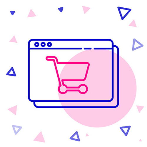 Line Art of Shopping Cart in Browser Window