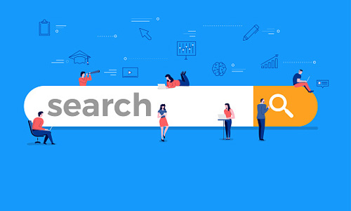 Illustration of People Around a Search Bar